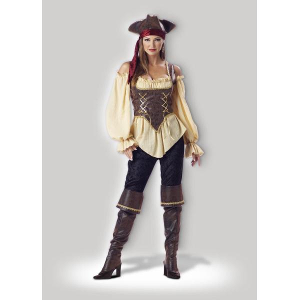 Rustic Pirate Lady 1024  Halloween Adult Costumes Brown Yellow Red Mixed Color