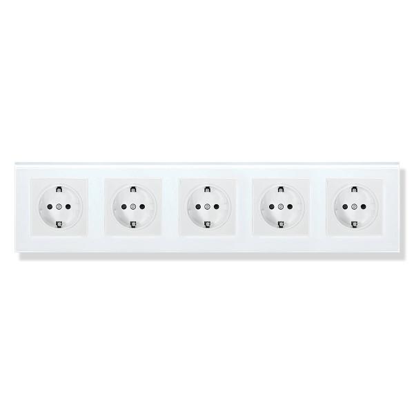 Electrical Wall Socket with Phosphor Bronze Conductor Type 366 Tempered Glass Panel