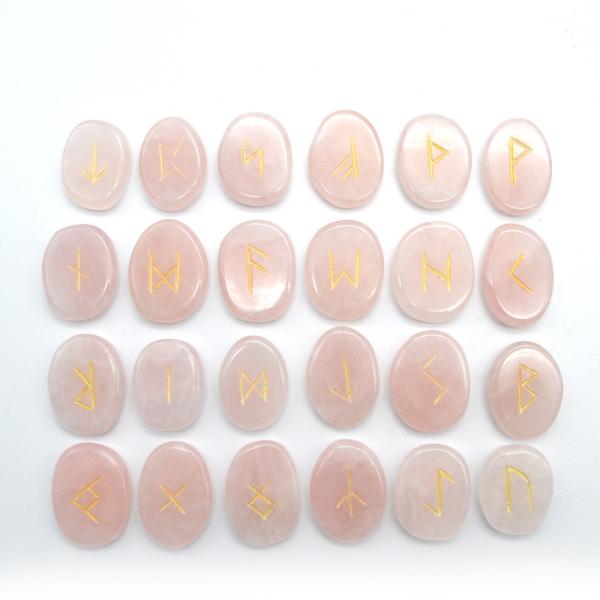 Tumbled Stone Shaped Rose Quartz Divination Stone Gemstone Rune Stones with FAIRY Theme