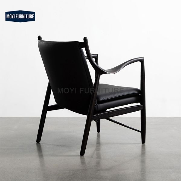 Home Furniture Modern Nordic Wabi Sabi Style Solid Wood Lounge Chair Soft Padded Leather Backrest Light Luxury Chaise Lounge