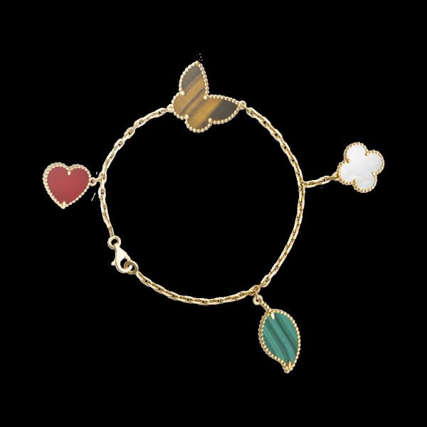 China Jewelry Factory Highest Quality Vancleef&arpelsr Brand jewelry Design Lucky Alhambra bracelet, 4 motifs 18K Gold