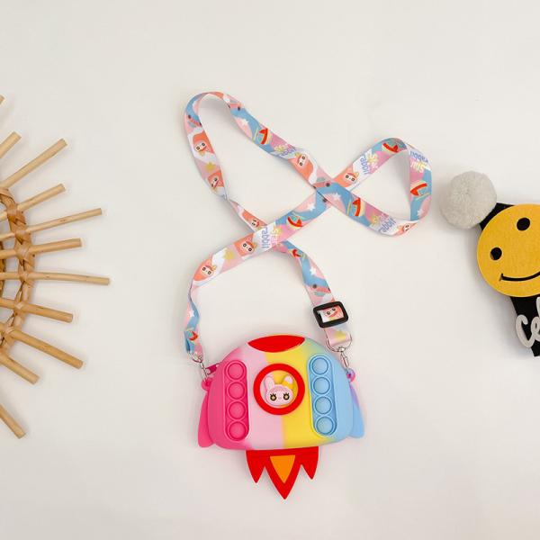 Ракета Мультфильм Поп Сумка Карандаш Чехла Кроссбоди Сумка Сумка Кошелек Сумка Кошелек Смейка Сумка Хранилище Контейнер Детский Рождественский подарок