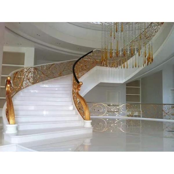 Modern Indoor Customized Marble Waterjet Design Arc Staircase for House Interior