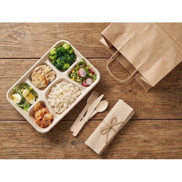 ODM Bagasse Clamshell Containers Biodegradable Sugarcane Trays For Institutional Catering