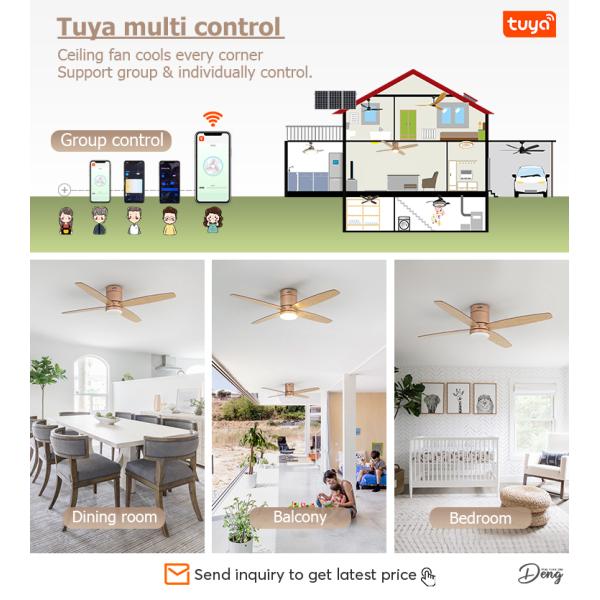 Ventilador de teto LED de 4 lâminas para interiores com iluminação apagável de 110-230V a comando remoto