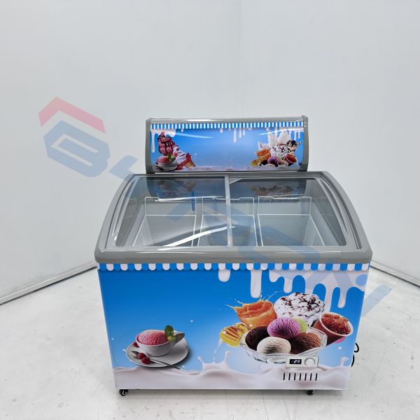 Commercial Glass Top Display Chest Freezer Ice Cream Refrigerator Customized