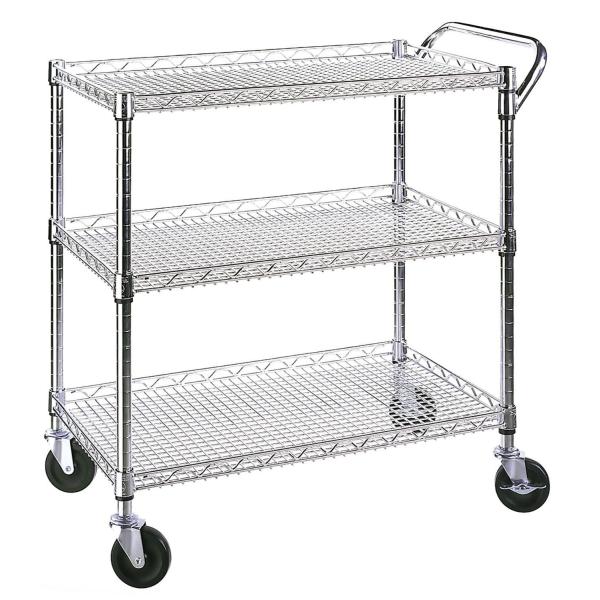 Chariot de service de fil de catégorie courante classique de 3 étagères réglable