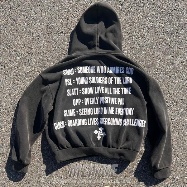 Hombres Camiseta con capucha de gran tamaño de pantalla negra 380 gramos a 500 Gsm