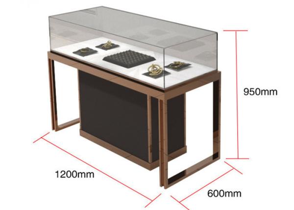 Brown + Mirror Rose Gold Jewelry Display Cases , Diamond Jewelers