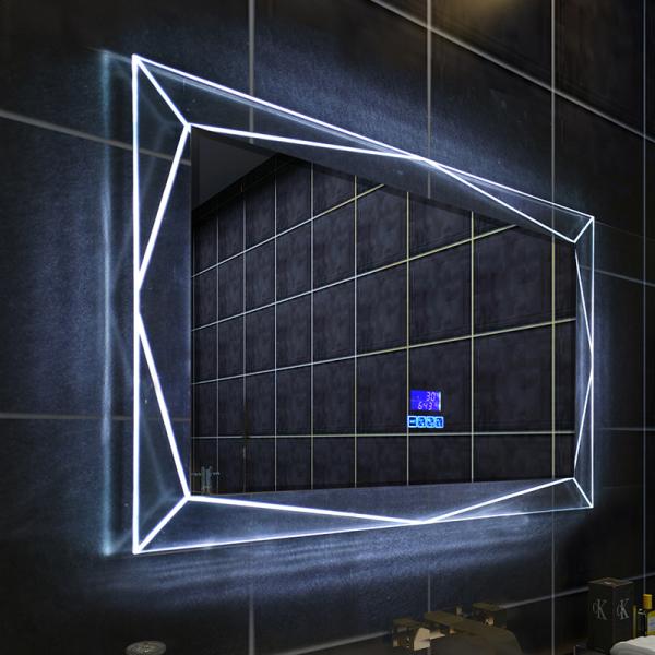 Rectangle Magnifying Makeup Lighted Mirror Wall Mount Blue Lighting