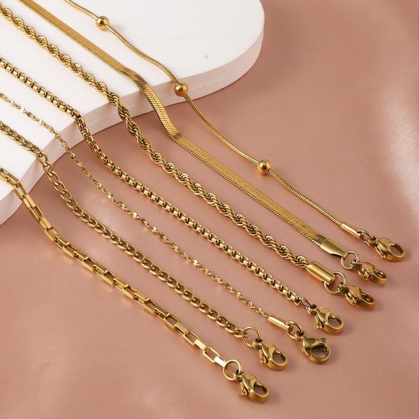 Gold Plated Stainless Steel Bracelet Women'S Memorial Eangagement Couple Gift Bracelets
