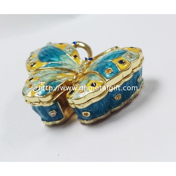 Alloy jewelry metal box butterfly trinket box  for promotion gift