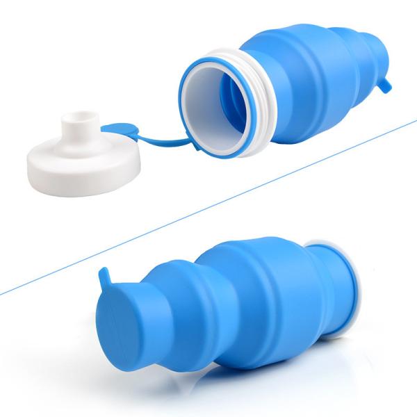 Silicone outdoor sports folding water bottle 530ml food grade silicone logo customized