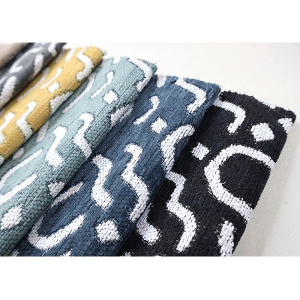 Two-tone Curved Graffiti Texture Woven Jacquard Chenille For Sofa 