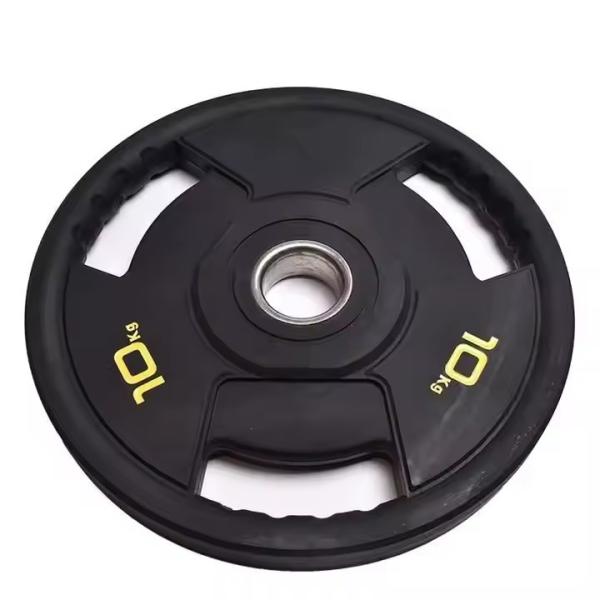 Iron Coated Rubber Gym Weight Plates 5 LB 10 LB 25 LB 35 LB 45 LB Tri Grip Weight Plates