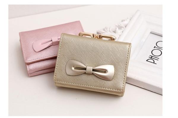 2016 new women's wallets cute bow buckle short paragraph mini wallet
