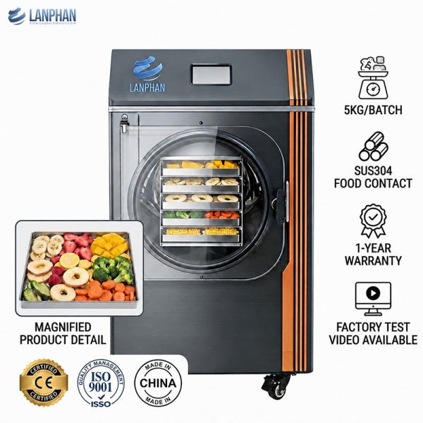 5 Trays Home Freeze Dryer Lyophilizer Machine with 4-6KG/batch Capacity and 220V 50HZ Power Supply