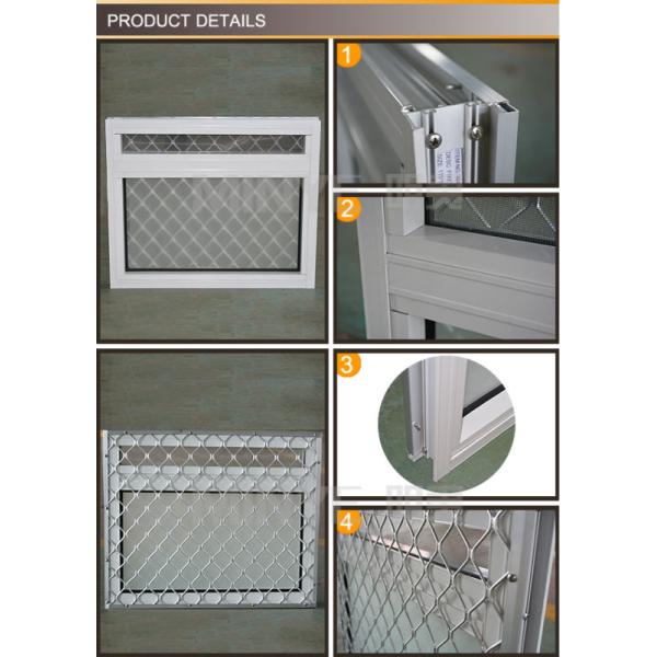 Aluminum Alloy Frame Material Security Windows with Low-E Glass and Wire Mesh Screen