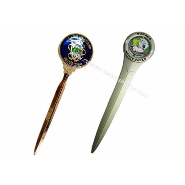 Custom Iron, Brass, Zinc Alloy Metal Monaco Envelope Opener with Spinner, Misty Nickel Plating