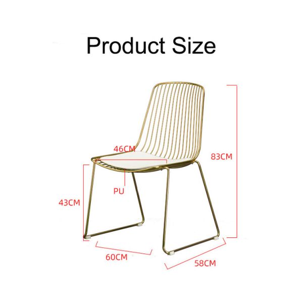 Nordic Metal Gold Black White Metal Chair Cafe Wire Chair Modern Restaurant Leisure Chair