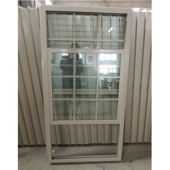 Вентиляционный стеклянный абрикос UPVC одноподвешенное окно вертикальное скольжение дизайн