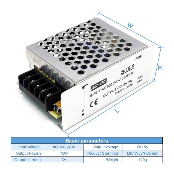 Импульсный источник питания 15В 5В 3А для драйвера светодиодной ленты