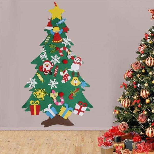 Wall Hanging Felt Christmas Tree Decoration , DIY Christmas Tree Sets With Ornaments