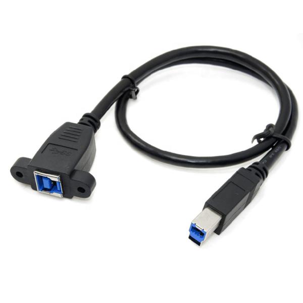 Screw Locking Stud Male To Female Panel  Mount USB 3.0 Type B Printer Extension Cable