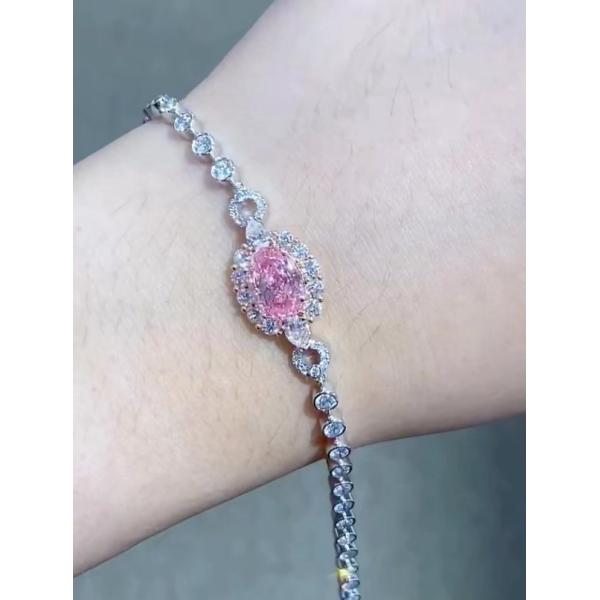 Розовые бриллиантовые браслеты для тенниса 2.08кг.