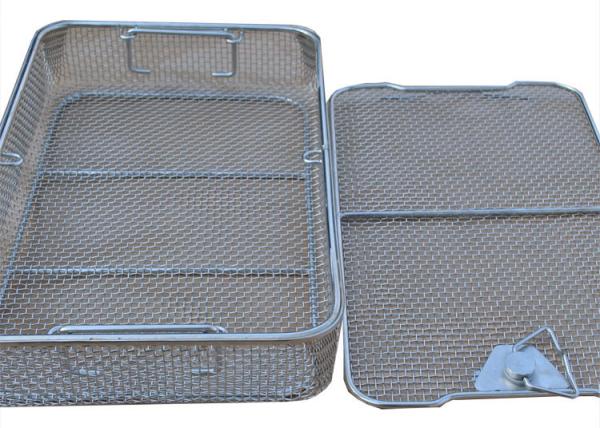 das cestas médicas da esterilização de 45*34cm tamanho de aço inoxidável do furo da rede de arame 5mm