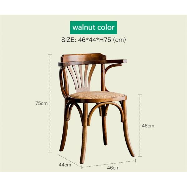 Simple Household Armrest Dining Chair Small Apartment Nordic Retro Backrest Leisure Rattan Dining Chair