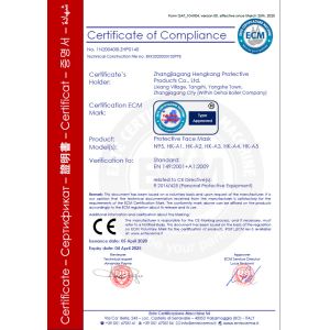 Zhangjianggang HengKang Protective Products Co.,LTD Certifications