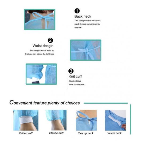 Non Toxic Blue Disposable Plastic Isolation Gowns  Coveralls Fluid Resistant