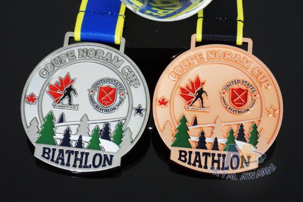 Sublimated Ribbon Custom Sports Medals Athletics Medals For Canada Sports Skiing Events