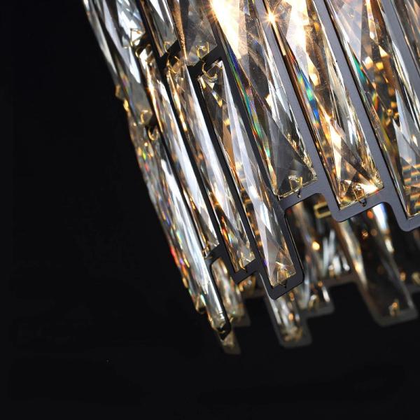 JYLIGHTING Modern Simple American Luxury Crystal Chandelier New Black Wrought Iron Light for Living Dining Rectangle Square Rooms Middle Modern Pendant Light
