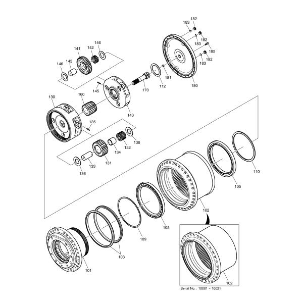 DX380 DX420 Travel Excavator Final Drive Parts 170401-00069 170402-00025 DX420
