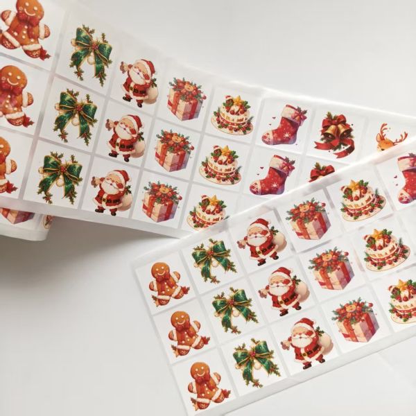 Customized Transparent Assorted Shapes Christmas Gift Labels for Holiday Party Favors