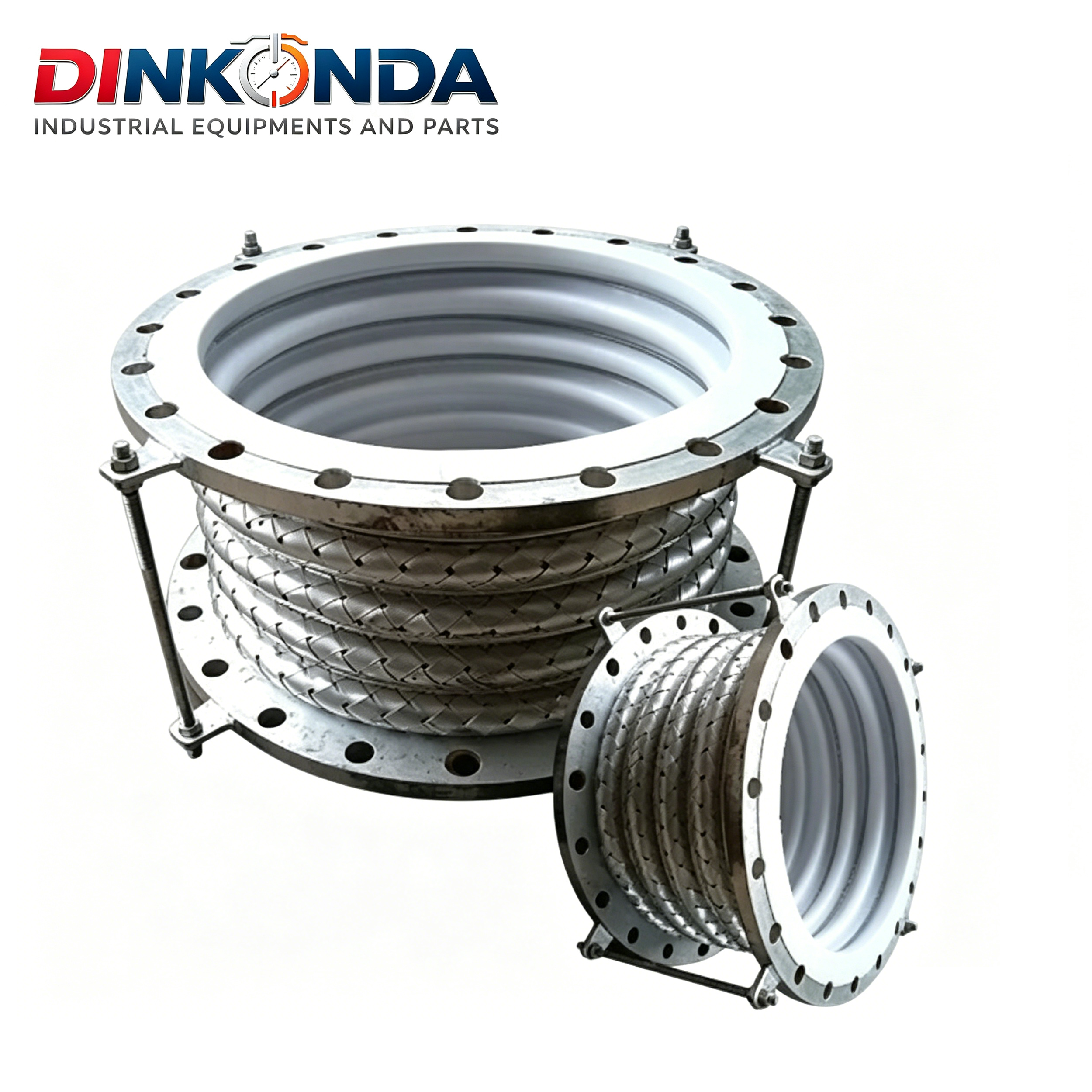 DINKONDA GLOBAL Power Plants Special Metal Mesh Lined Polytetrafluoroethylene (PTFE) Metal Expansion Joint Compensator，strong Corrosive Media Flexible Compensating Element For Pipelines
