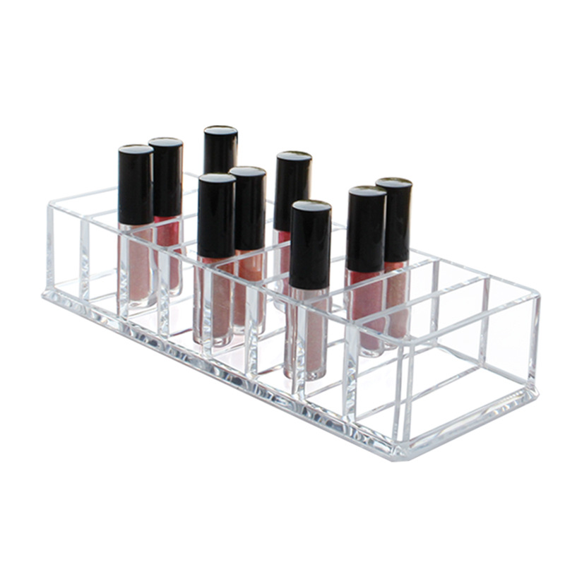 Transparent Acrylic Eyeshadow Tray 8-Cell Rectangular Desktop Organizer for Lip Gloss Contact Lenses Powder Makeup Storage