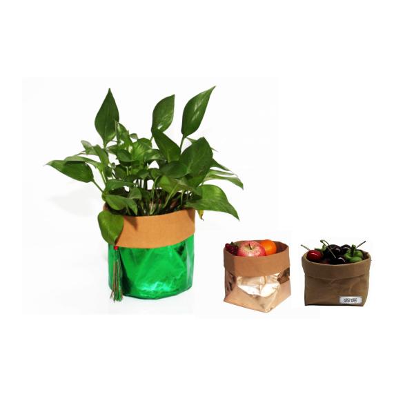 0.55mm Washble Kraft Paper Storage Bags Light Reusable Paper Bag Seedling Pots
