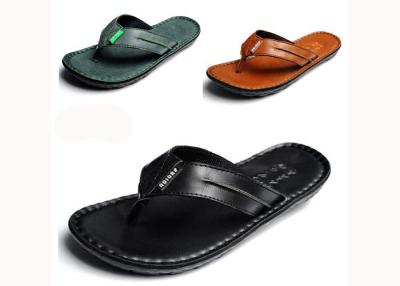 Genuine Leather Mens Flip Flop Slippers Summer Slip On Sandals For Outdoor
