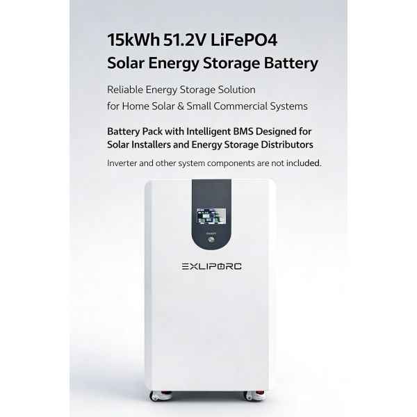 15kWh 10000 Cycles Wall Mounted LiFePO4 Battery for Solar Energy Storage Lithium Ion Pack