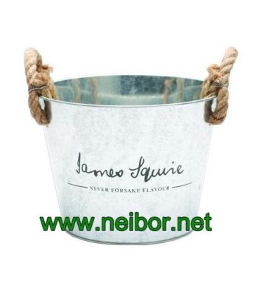 OEM order Vintage,Retro,Antique metal beer bucket beer cooler ice bucket with rope handle
