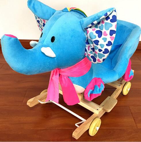 Cute Plush Rocking Elephent Animal Toys With Music For Children Riding On