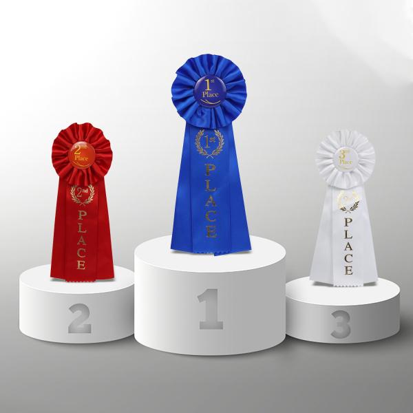 Бело-синие предварительно сделанные атласные луки Медаль атласные луки для ремесла