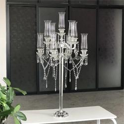 Vente chaude chandelier 9 bras fournitures de décoration de mariage haute pièce maîtresse Stand mariage chandelier de cristal