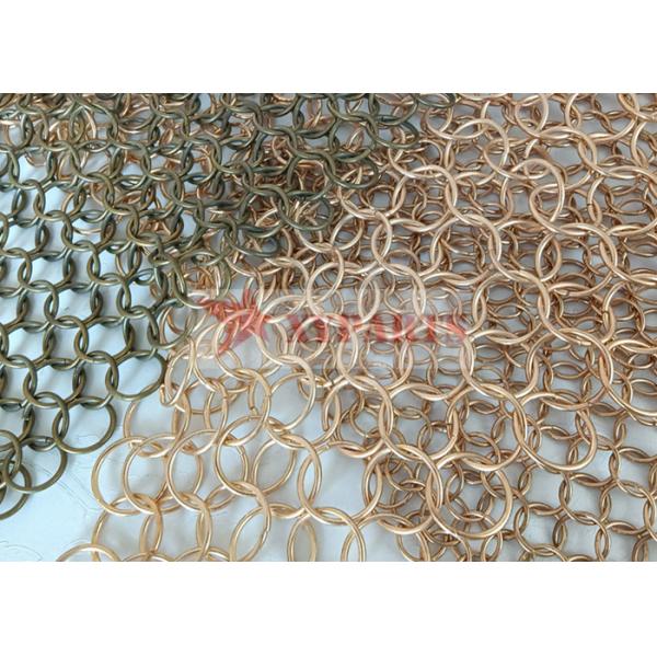2.0x20mm Antique Bronze Welded Metal Ring Mesh Curtain For Architectural Designs