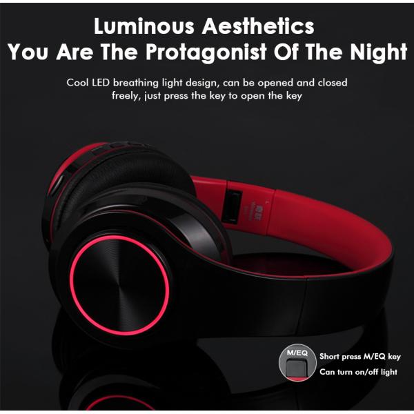 BH3 Glowing Headphones Bluetooth 4.1 Wireless Stereo Portable Foldable Headphone TF Card LED Light Wired Earphone Mic fo