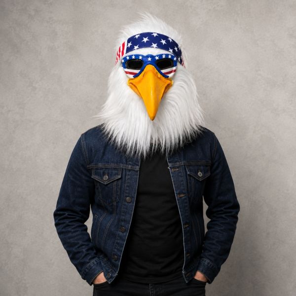 Realistic Full-Head Eagle Latex Mask with American Flag Headband, Perfect for Parties, Cosplay, Halloween, Costume Events, Festivals, Patriotic Celebrations, and Fun Dress-Up Occasions