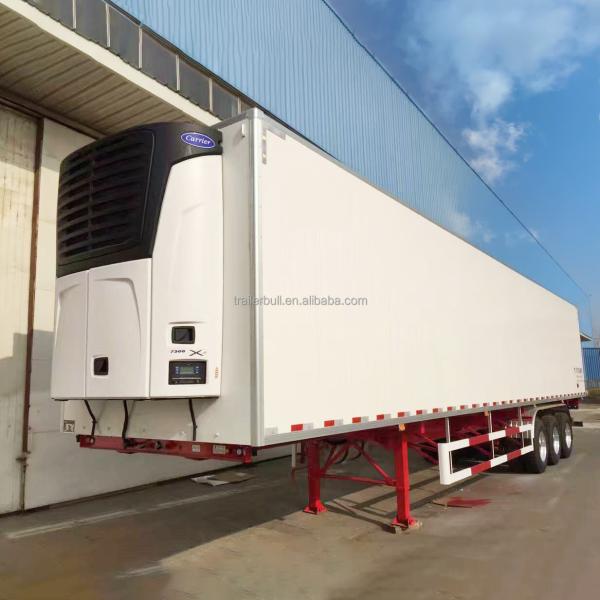 Stainless Steel 45ft 3 Axle Frozen Meat Refrigerated Trailer with Thermoking Carrier Units